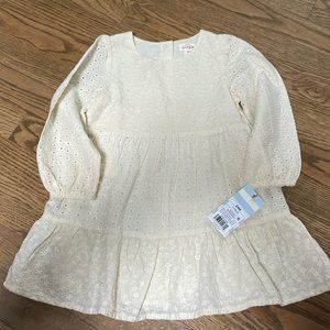 Cat and Jack Cream Eyelet and Floral Dress